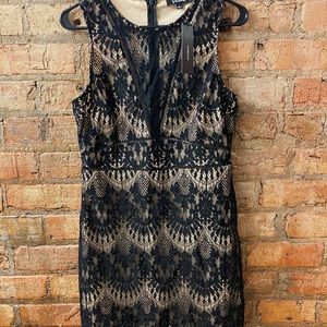 Lulu's Black Lace Overlay Mini Dress